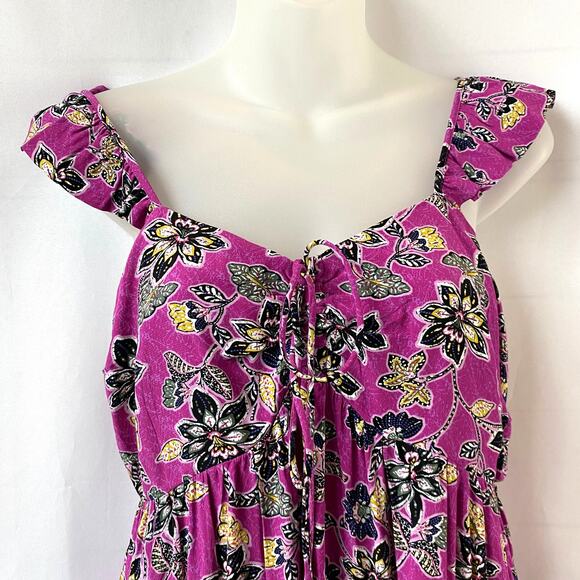 LOFT Hibiscus Halter Tiered Midi Dress Women Size 6‎ Purple Boho Cottagecore NWT - Picture 4 of 11